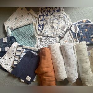 Aden and Anais, Burt’s Bees, Little unicorn burp clothes, swaddles and bibs